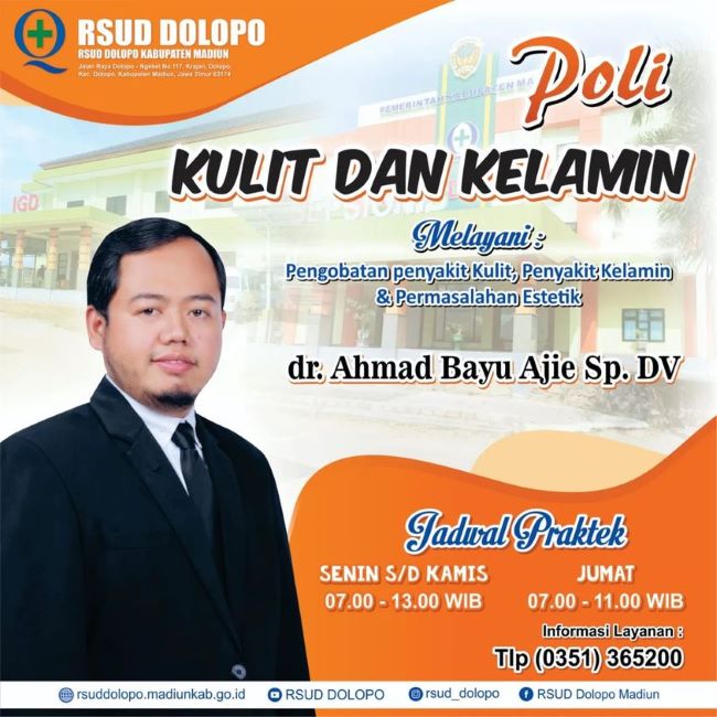 dr. Ahmad Bayu Adjie Sp. DV Dokter Kulit Madiun : Gambar dari RSUD Dolopo Facebook