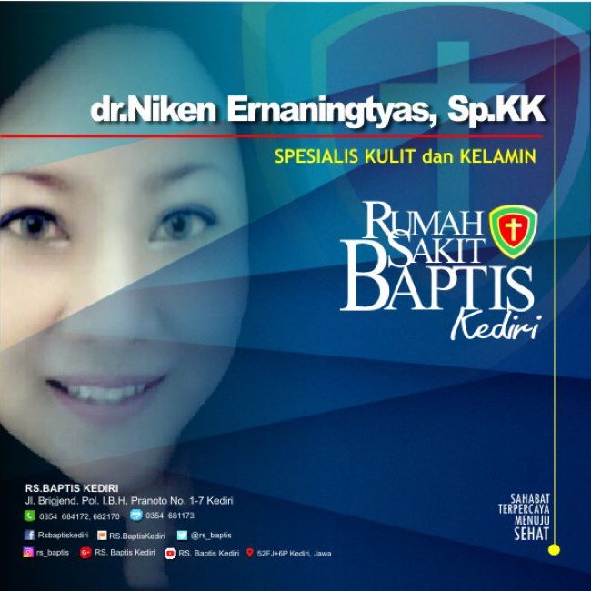 dr. Niken Ernaningtyas, Sp.KK Dokter Kulit Kediri : Gambar dari RS Baptis Kediri Twitter