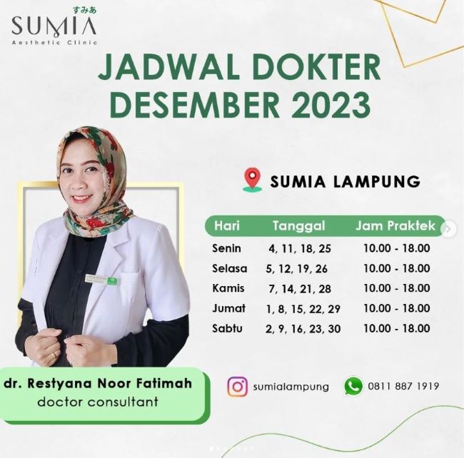 dr. Restyana Noor Fatimah Dokter Kulit di Bandar Lampung : Gambar dari Instagram