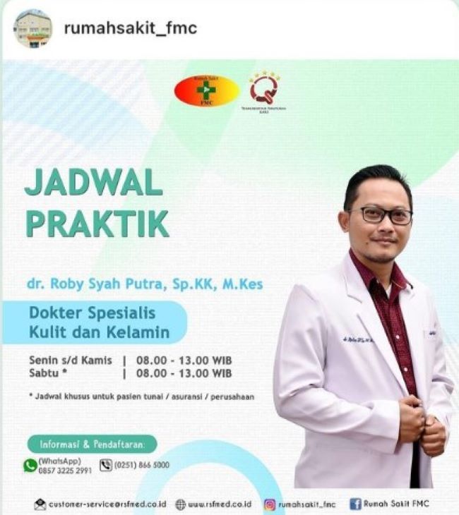 dr. Roby Syah Putra F. Sp.KK, M.Kes Dokter Kulit Bogor : Gambar dari Instagram