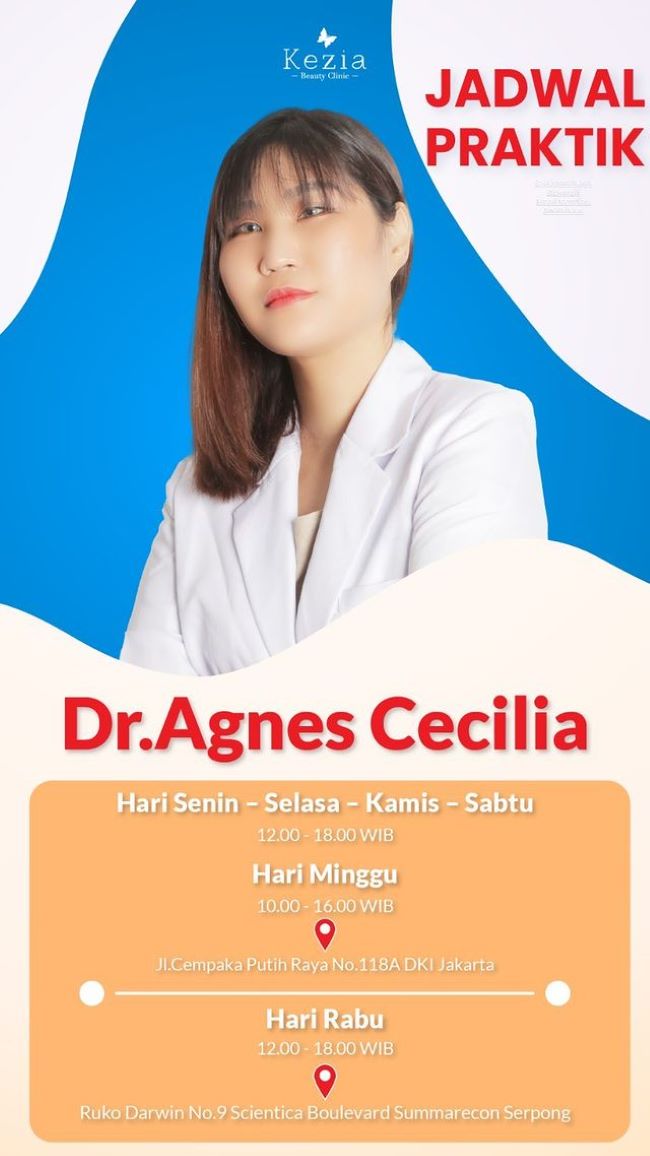 dr. Agnes Cecilia Aesthetic Doctor Dokter Kulit Jakarta Pusat : Gambar dari Kezia Beauty Cllinic Instagram