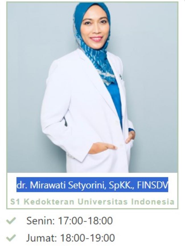 dr. Mirawati Setyorini, Sp.KK, FINDSDV Dokter Kulit Jakarta Selatan : Gambar dari White Jasmine Clinic Site