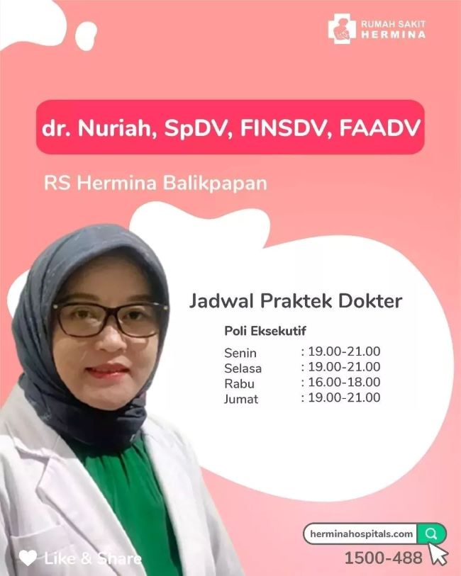 dr. Nuriah, SpDV, FINSDV, FAADV Dokter Kulit Balikpapan : Gambar dari Facebook