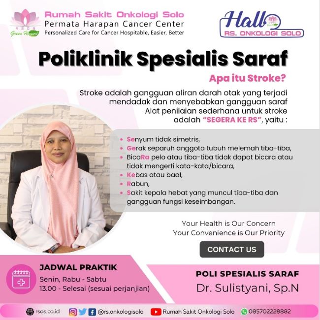 dr. Sulistyani, Sp.N Dokter Saraf Solo : Gambar dari RS Onkologi Solo Instagram