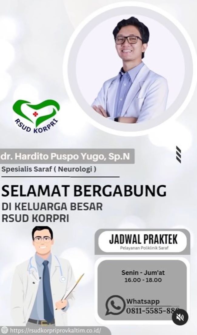 dr. Hardito Puspo Yugo, Sp.N : Gambar dari RSUD Korpri Instagram