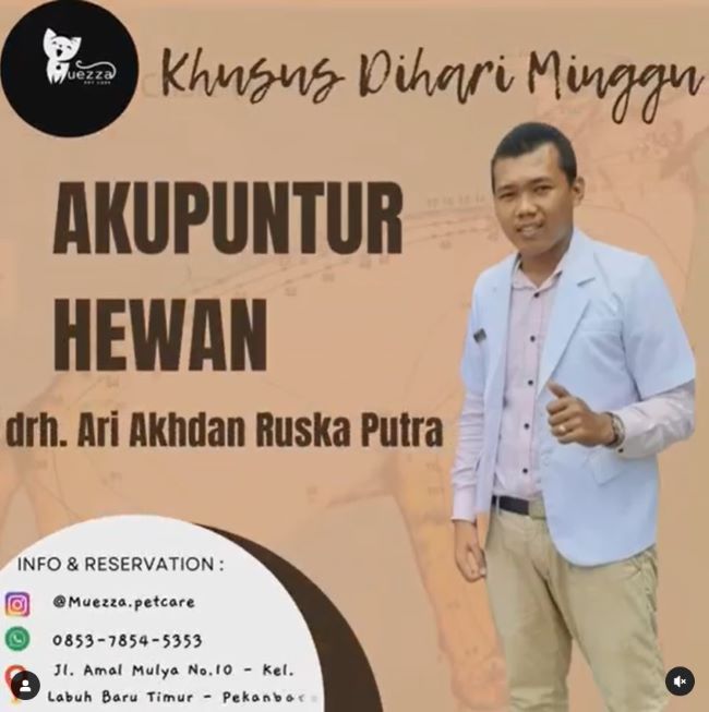 drh. Ari Akhdan Ruka Putra Dokter Hewan Pekanbaru : Gambar dari Muezza Pet Care Instagram